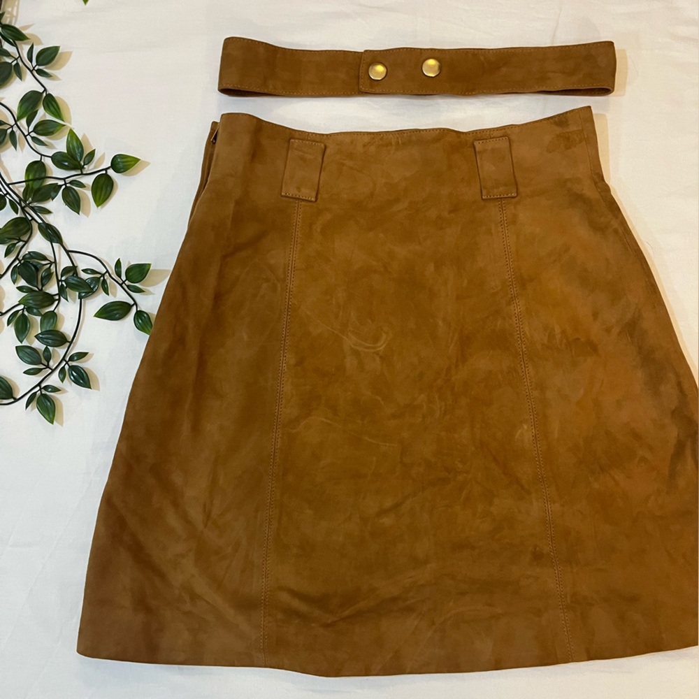 Camel suede skirt